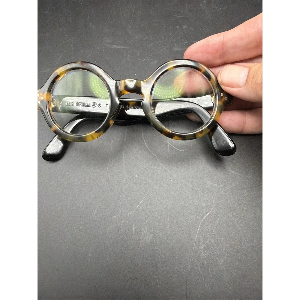 Tart Optical T-Round 43-26 Tortoise Round Eyeglass Frames Handmade Italy
